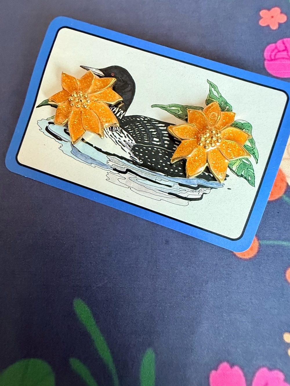 Orange Flower Accessory Earrings